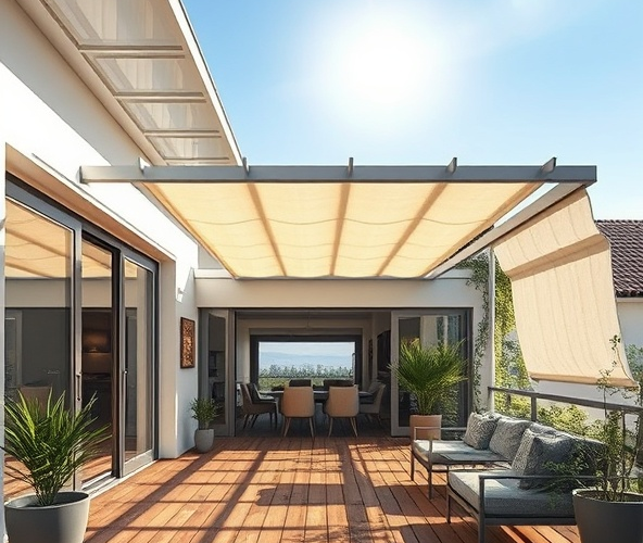 Czym zadaszyć taras od południa, by nie zaciemnić salonu latem?