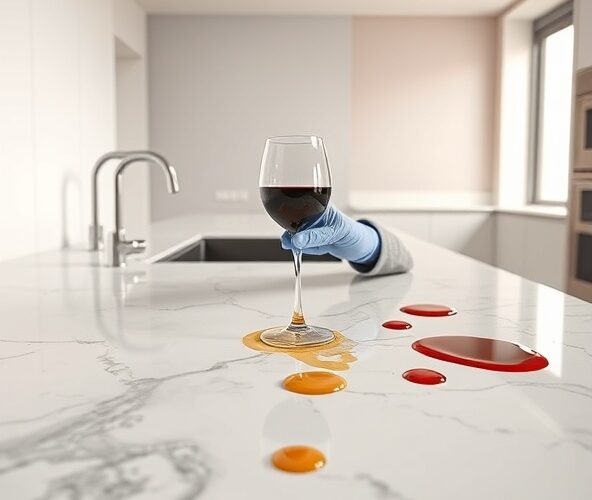 Które blaty kuchenne z marmuru w Warszawie najmniej chłoną plamy?