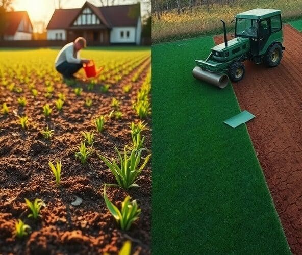 Czy trawa z siewu w Michałowicach będzie lepsza niż rolka na glinie?