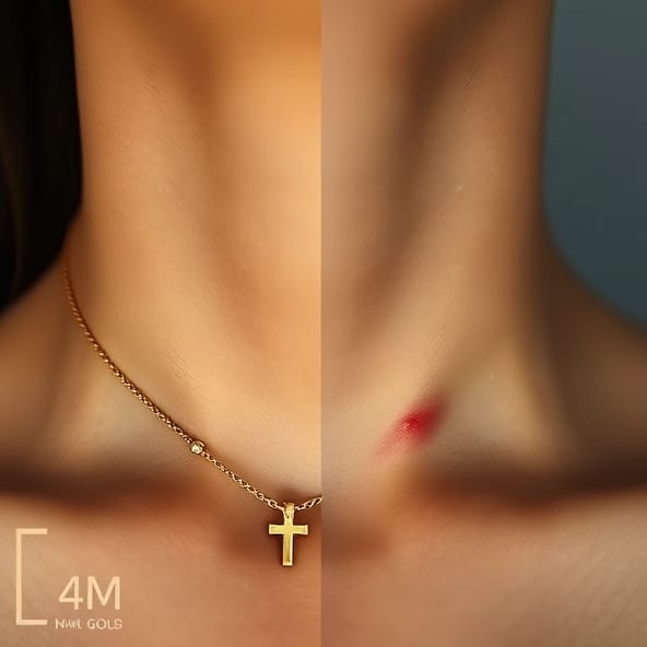 złoty łańcuszek z krzyżykiem 585